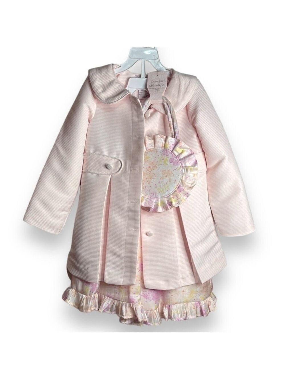 Girl’s Easter Outfit Size 5, 3 Piece Matching Outfit Jacket, Dress, & Purse Pink